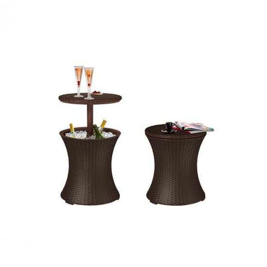 Cool Bar Rattan kerti italtartó asztal, whiskey barna színben