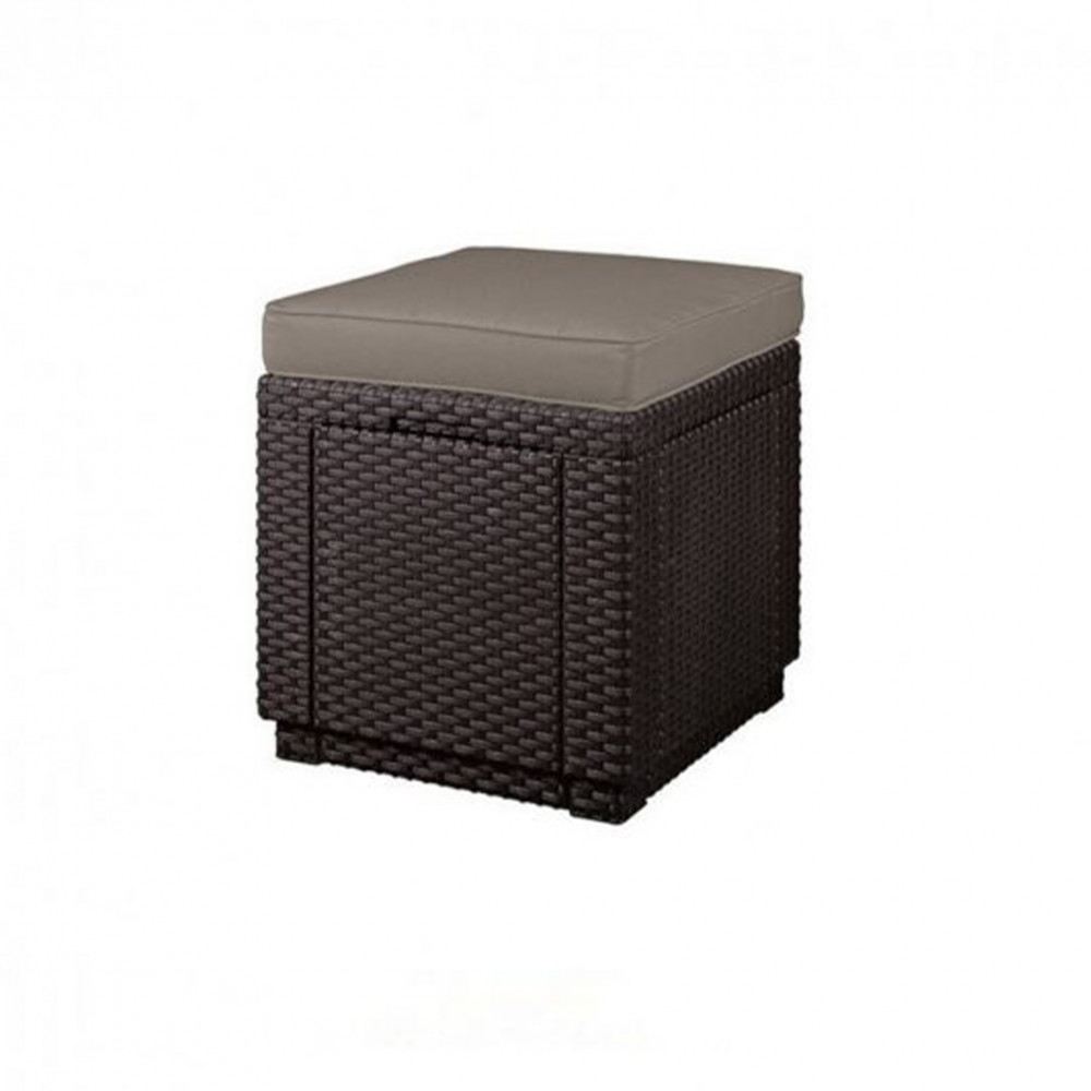 Cube zsámoly, barna színben, meleg taupe párnával Cube zsámoly, barna színben, meleg taupe párnával