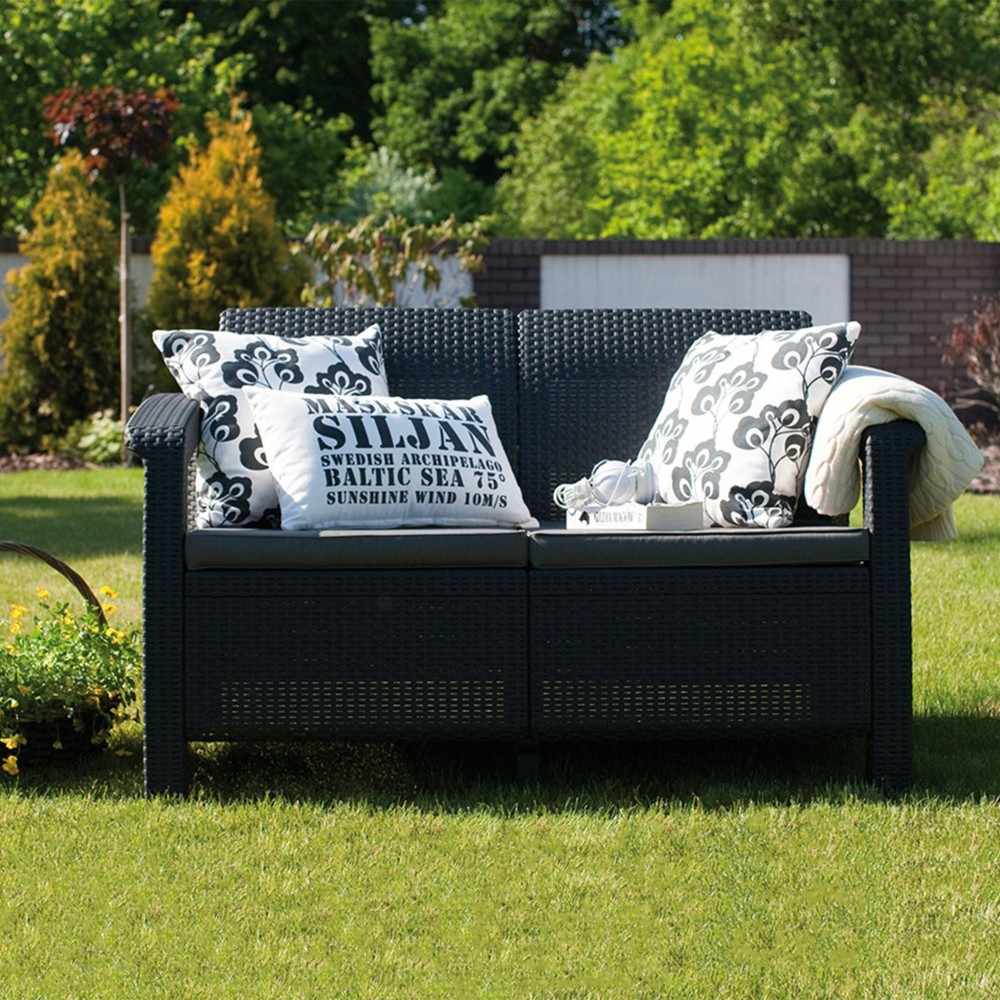Corfu love seat, grafit színben, világos szürke párnával Corfu love seat, grafit színben, világos szürke párnával