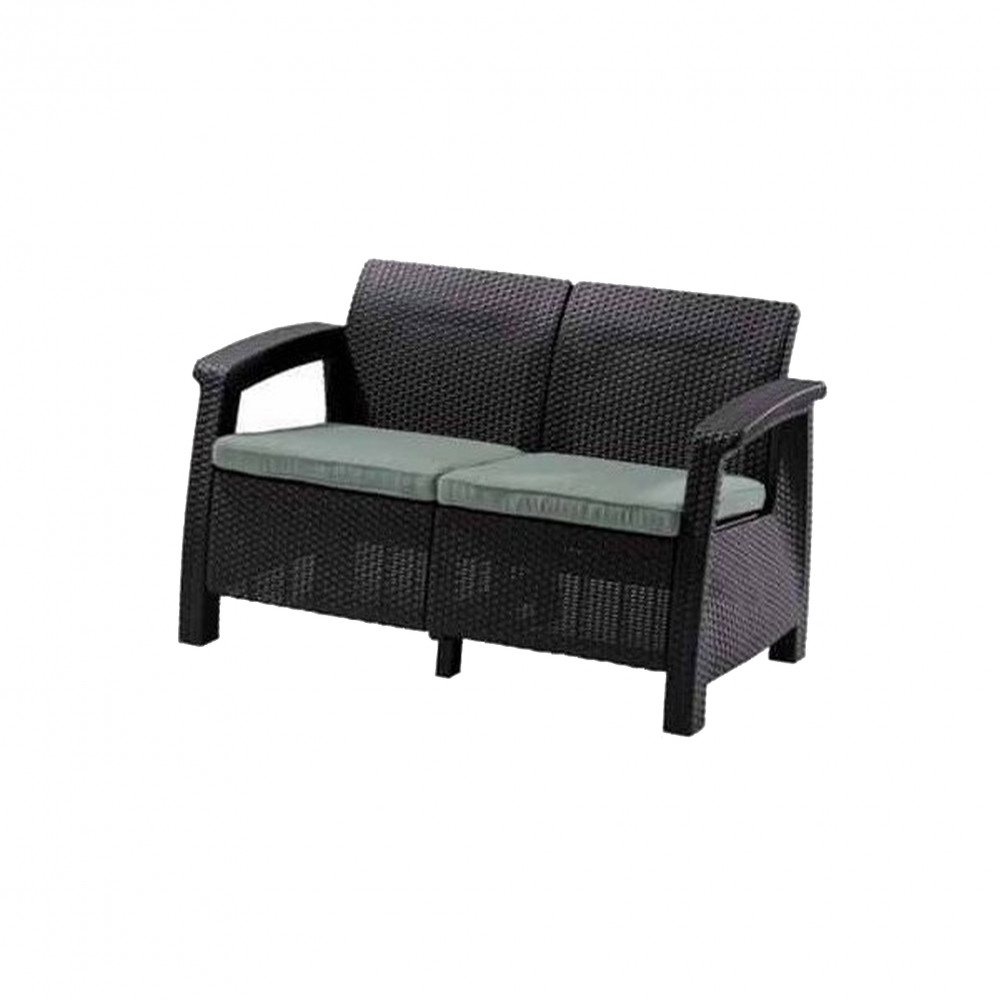 Corfu love seat, grafit színben, világos szürke párnával Corfu love seat, grafit színben, világos szürke párnával